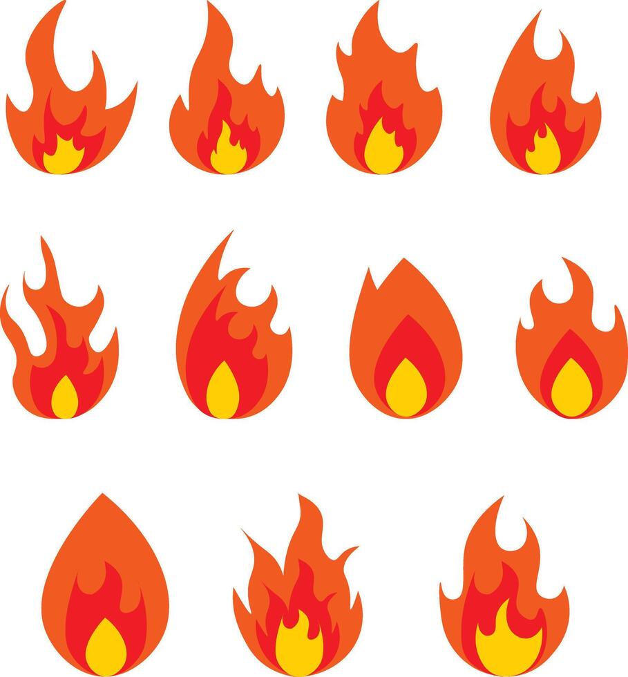 fire flame icon set illustration vector