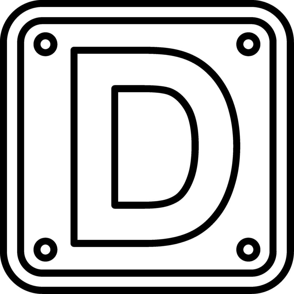 Letter D Line Icon vector