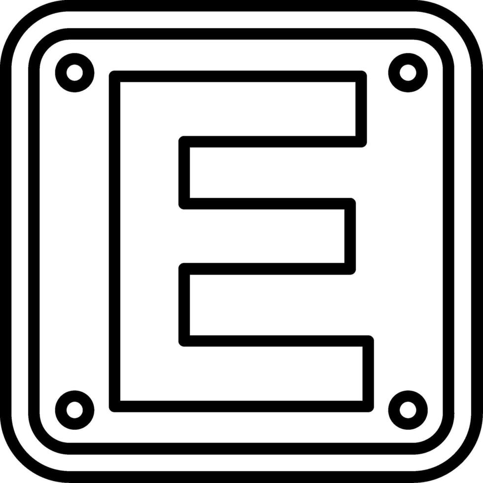 Letter E Line Icon vector