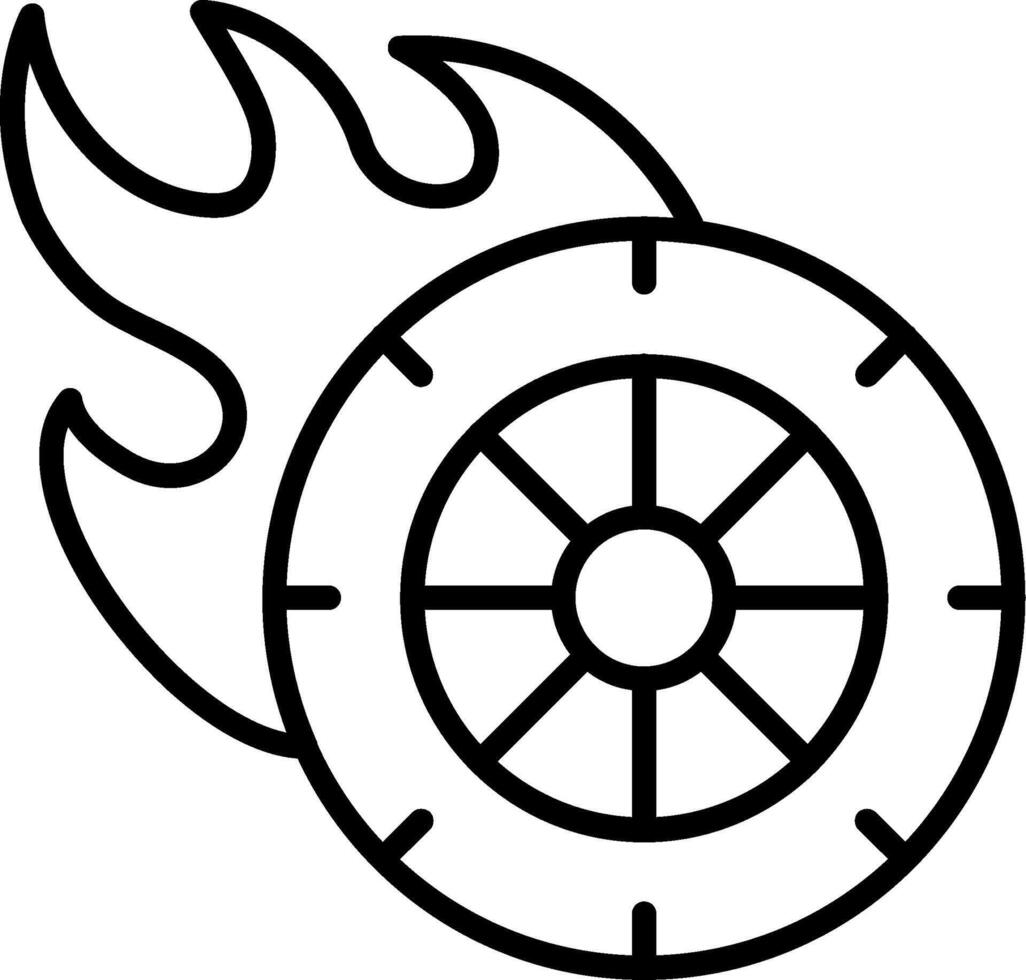 Fire Wheel Line Icon vector