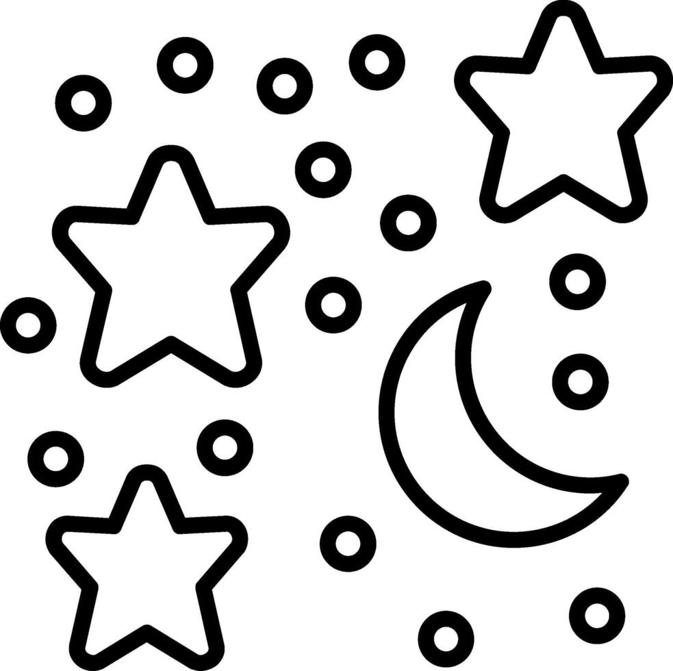 Moon And Stars Line Icon vector