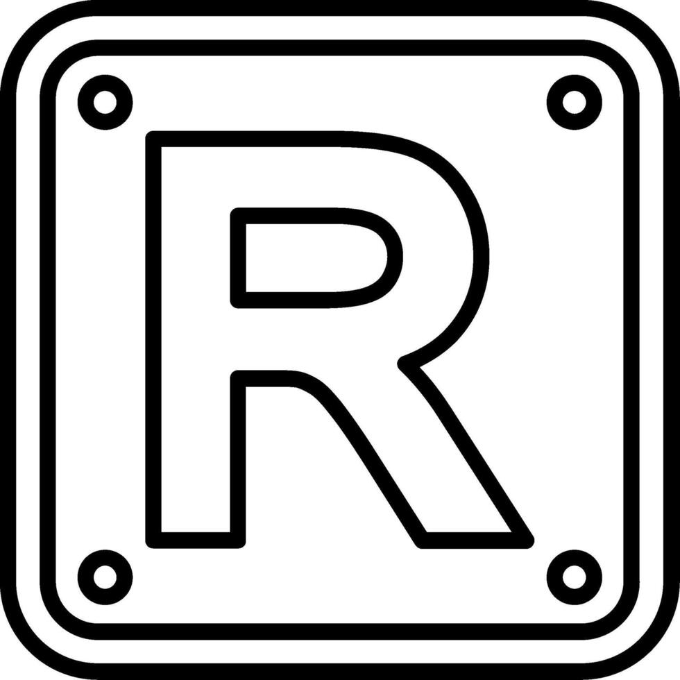 Letter R Line Icon vector