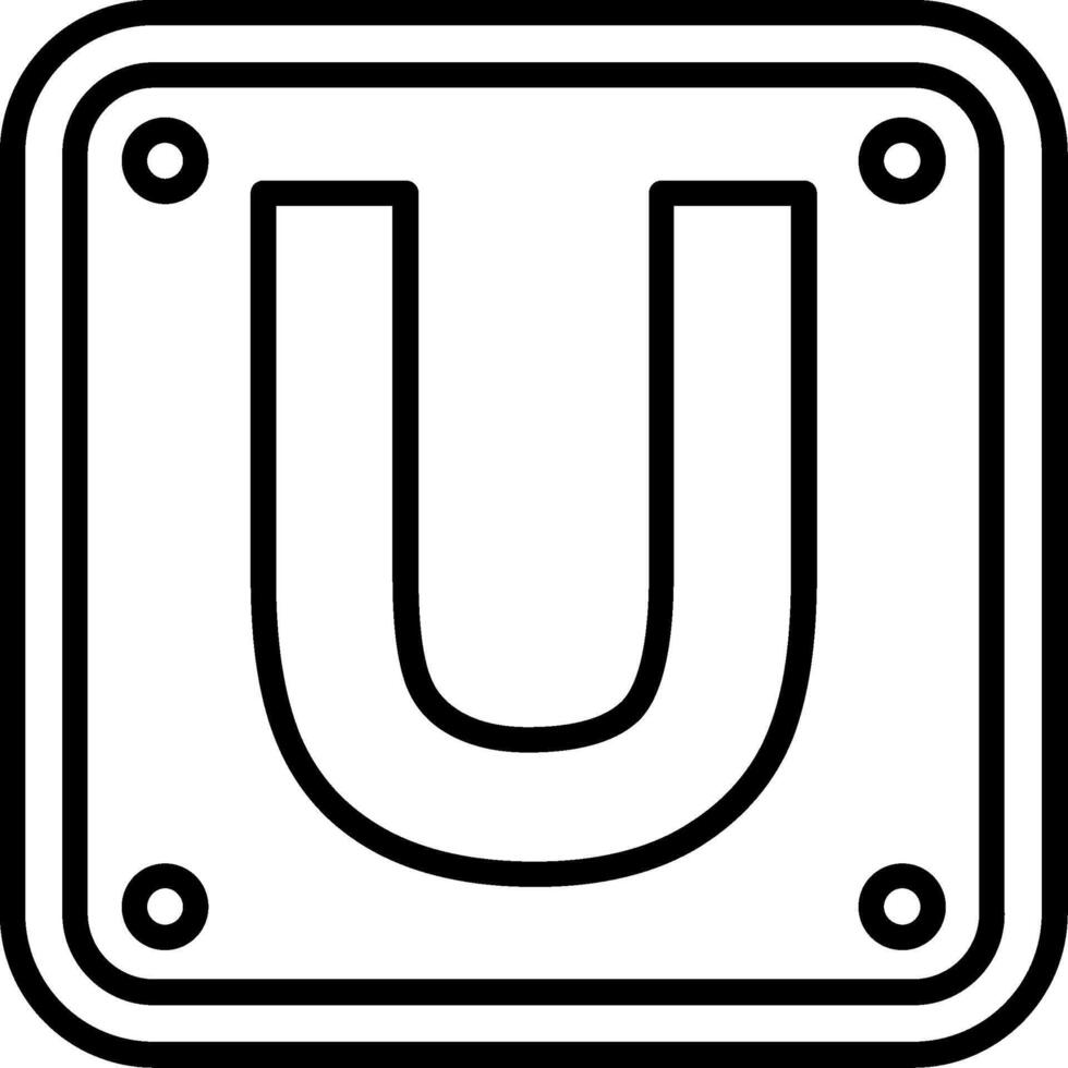 Letter U Line Icon vector