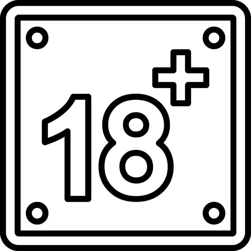 18 Plus Line Icon vector