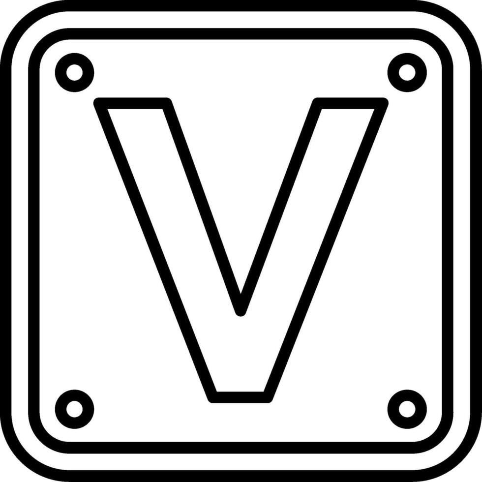 Letter V Line Icon vector