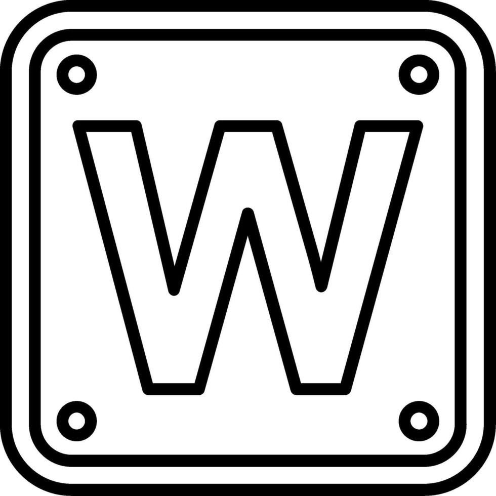 Letter W Line Icon vector