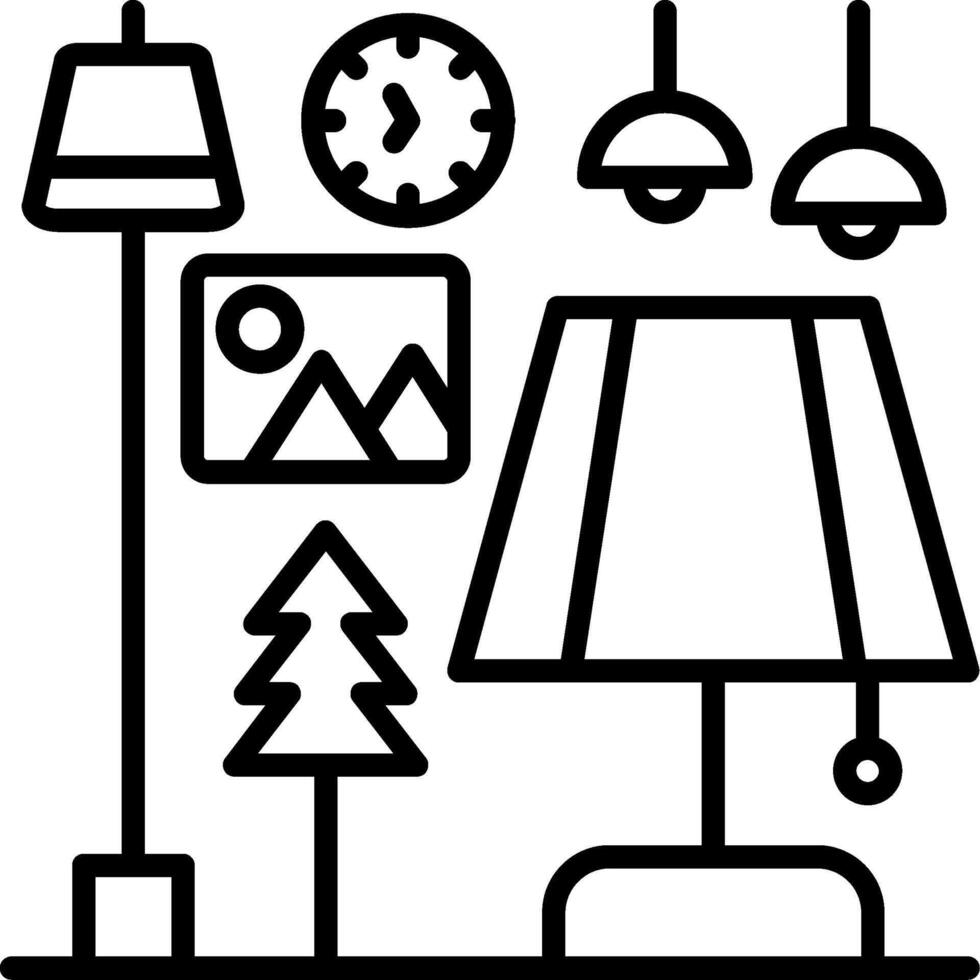 Table Lamp Line Icon vector