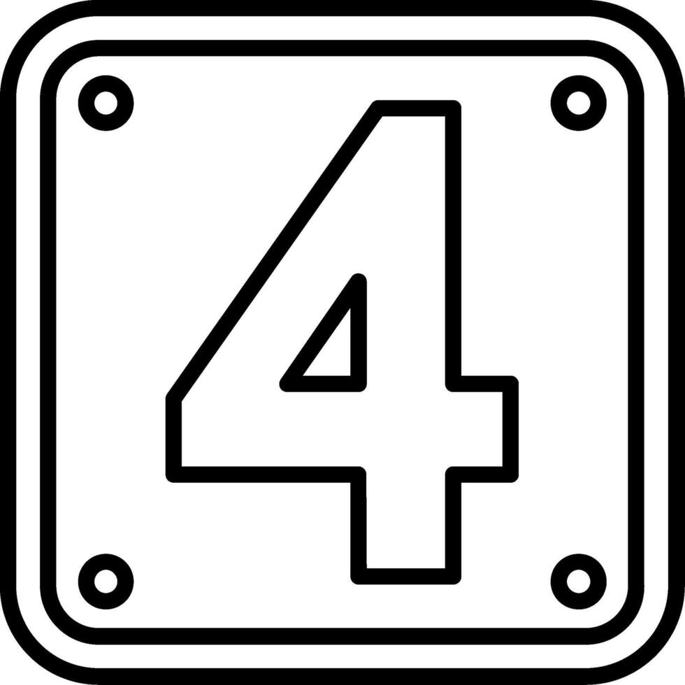 Number 4 Line Icon vector