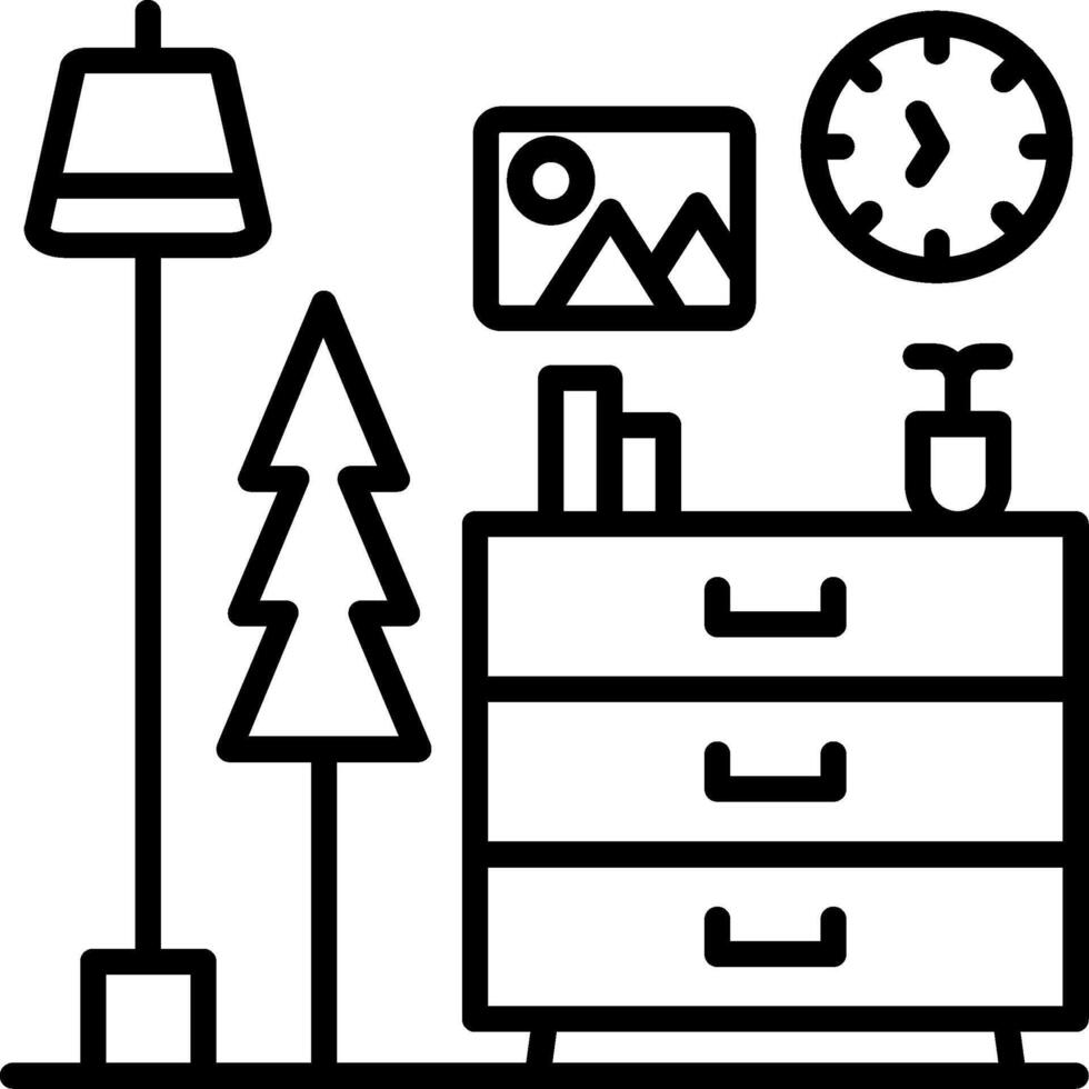 Chest Drawers Line Icon vector