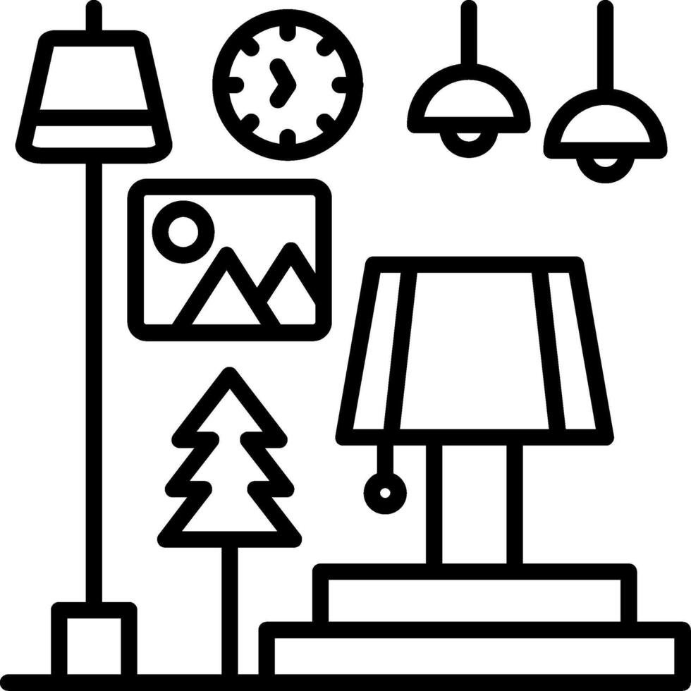 Floor Lamp Line Icon vector