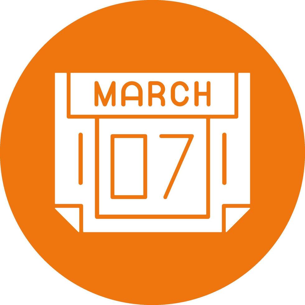 7 March Solid Circle Style Icon vector