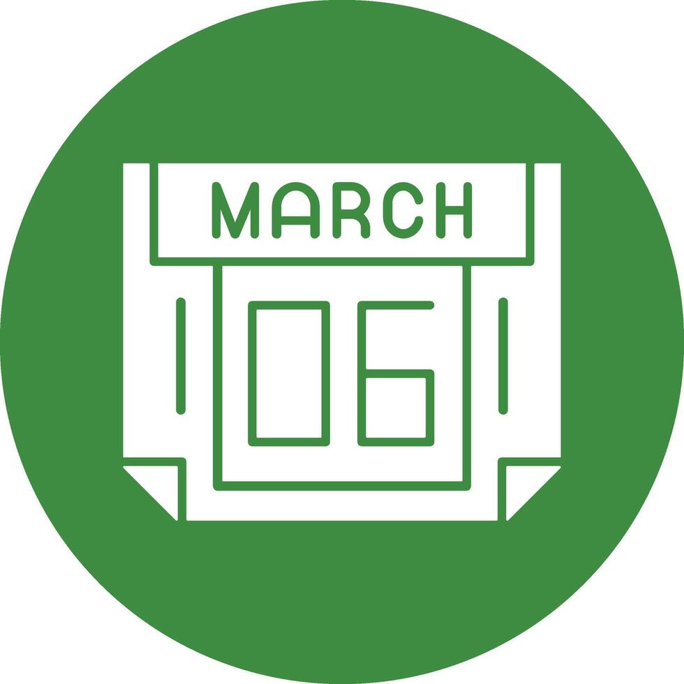 6 March Solid Circle Style Icon vector