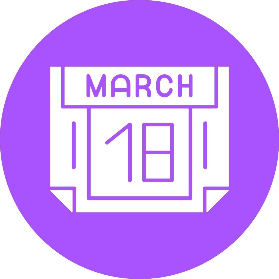 18 March Solid Circle Style Icon vector