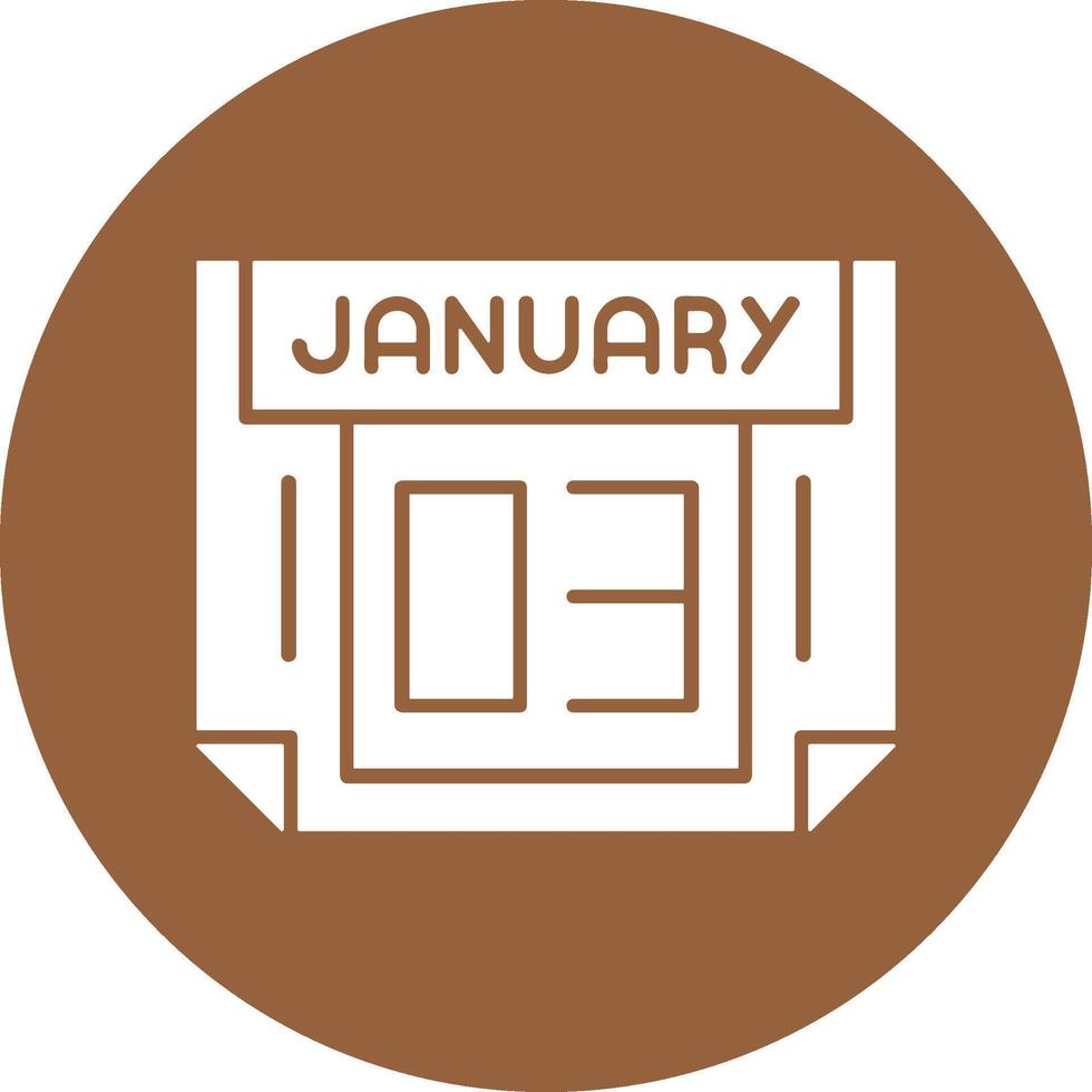 3 January Solid Circle Style Icon vector