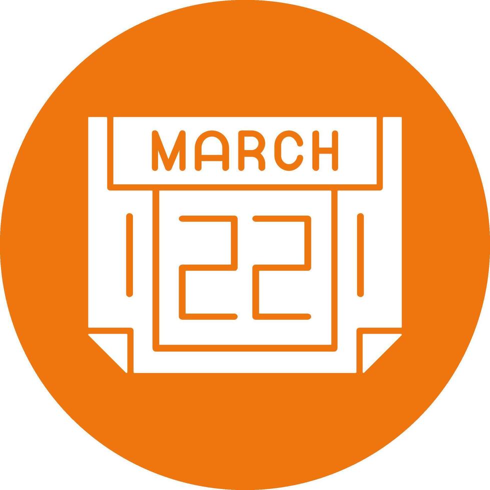 22 March Solid Circle Style Icon vector