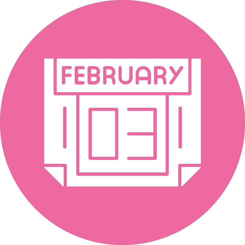 3 February Solid Circle Style Icon vector