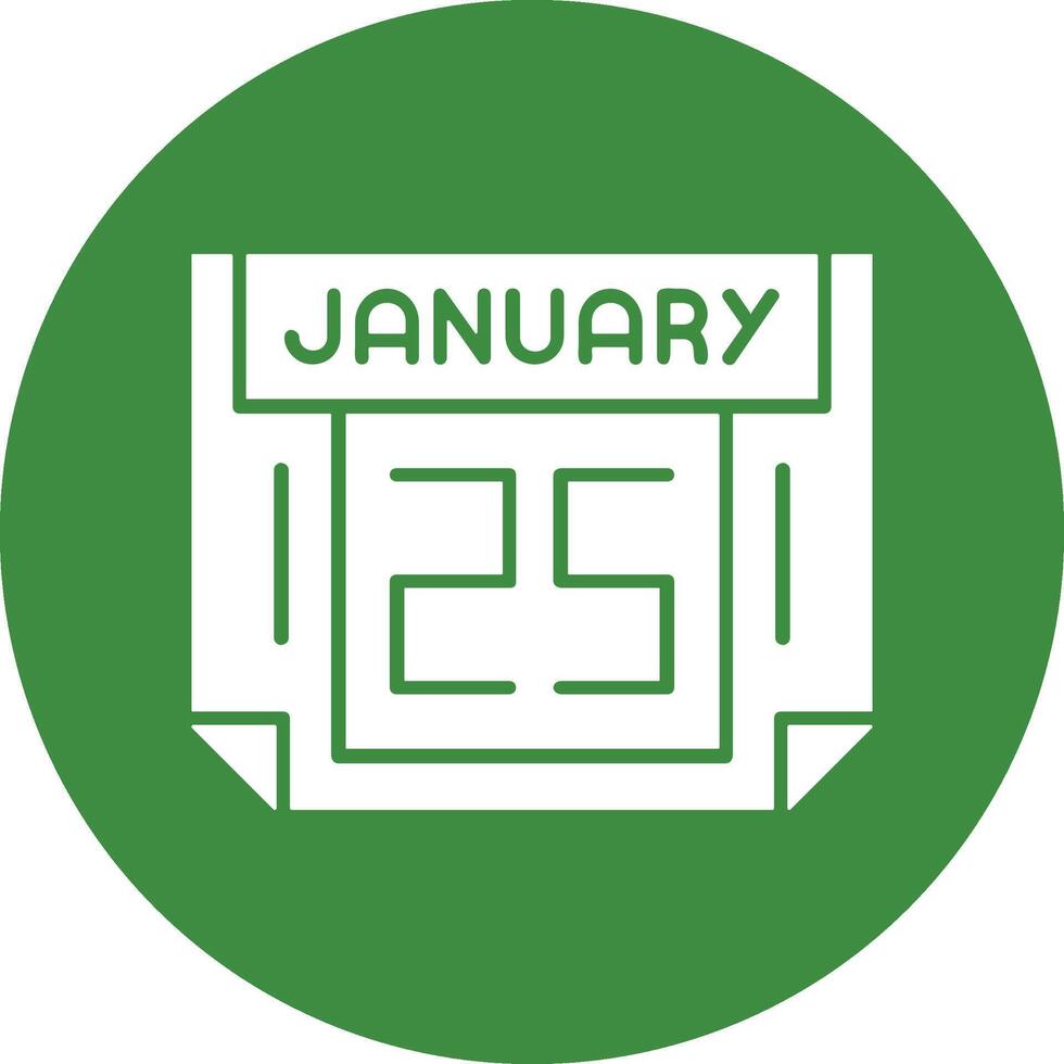 25 January Solid Circle Style Icon vector