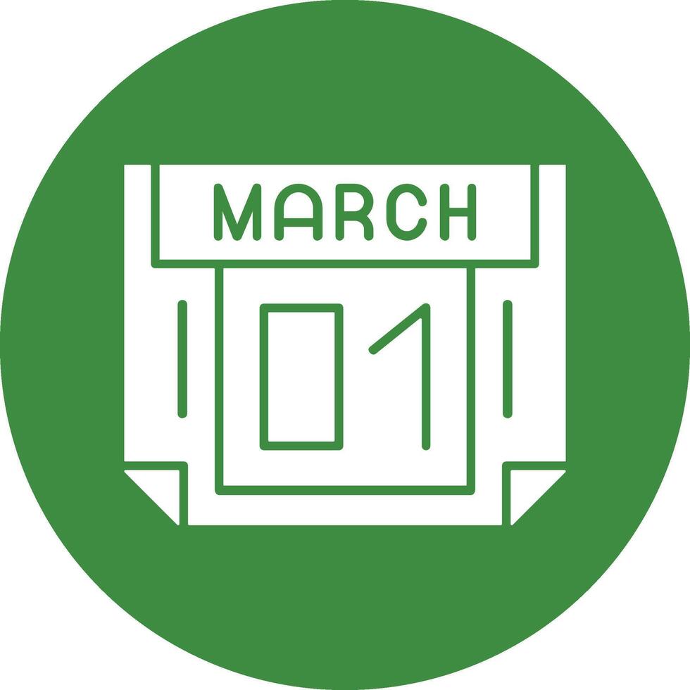 1 March Solid Circle Style Icon vector