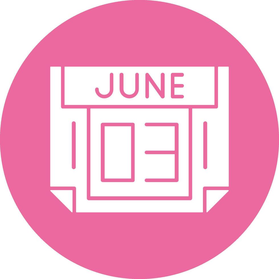 3 June Solid Circle Style Icon vector