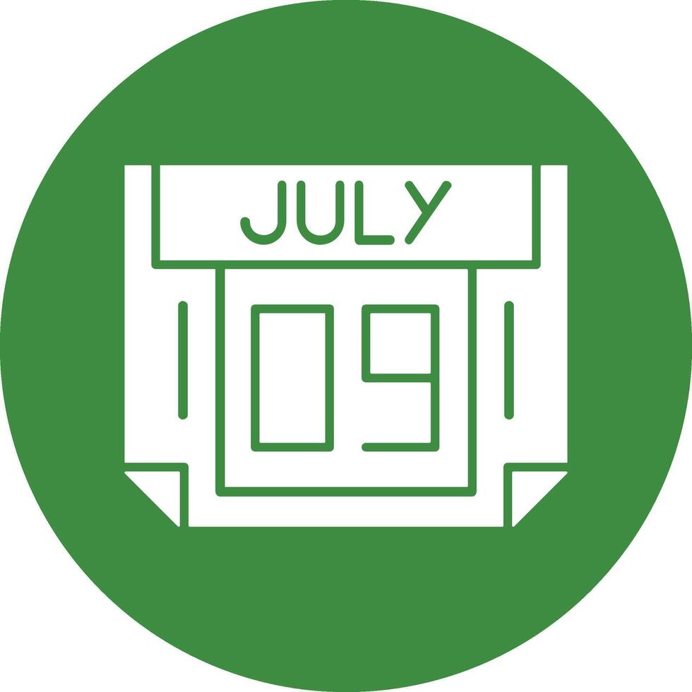 9 July Solid Circle Style Icon vector