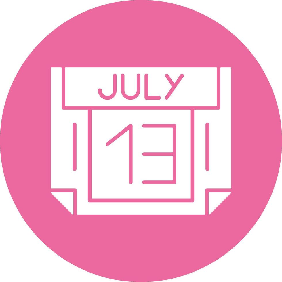 13 July Solid Circle Style Icon vector