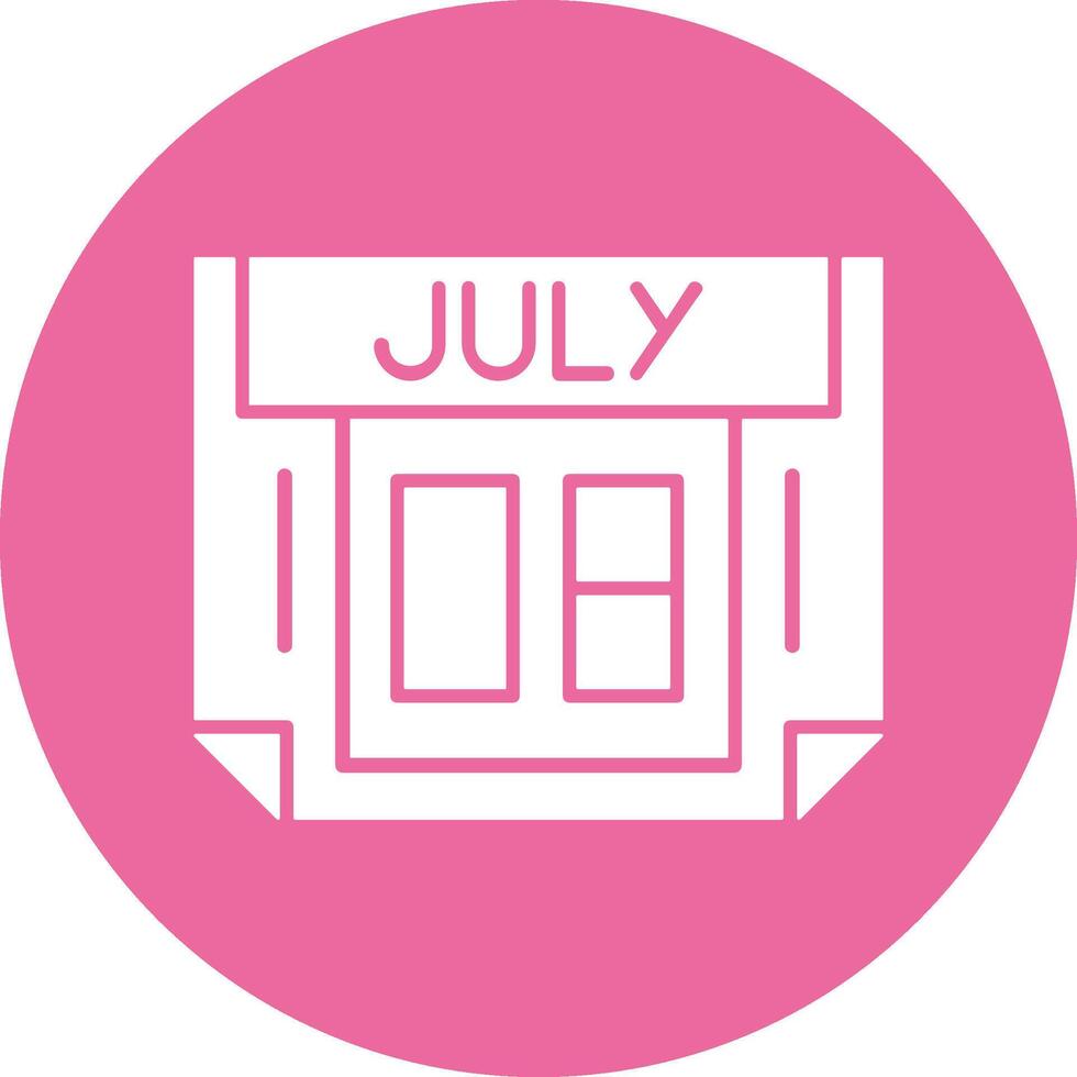 8 July Solid Circle Style Icon vector