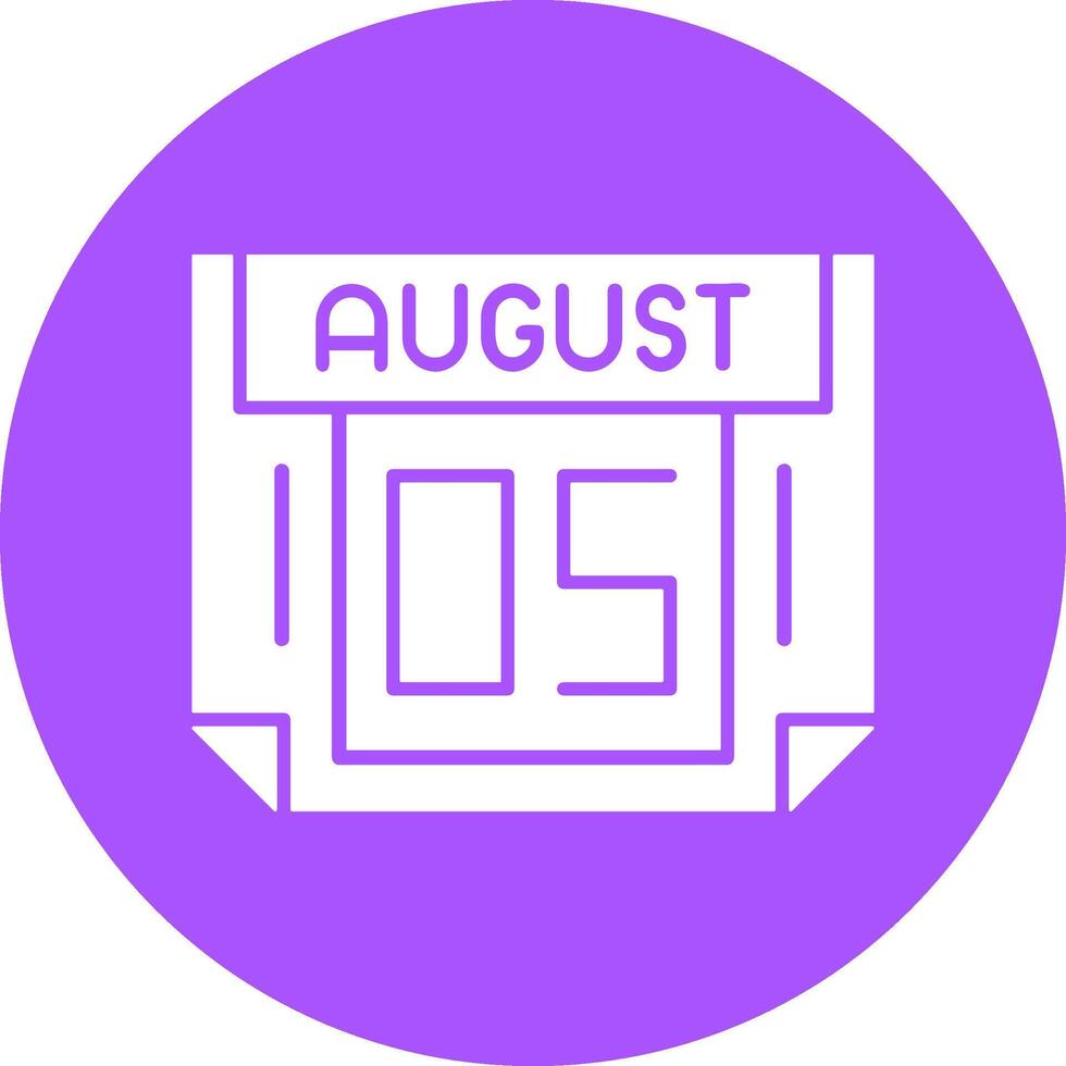 5 August Solid Circle Style Icon vector