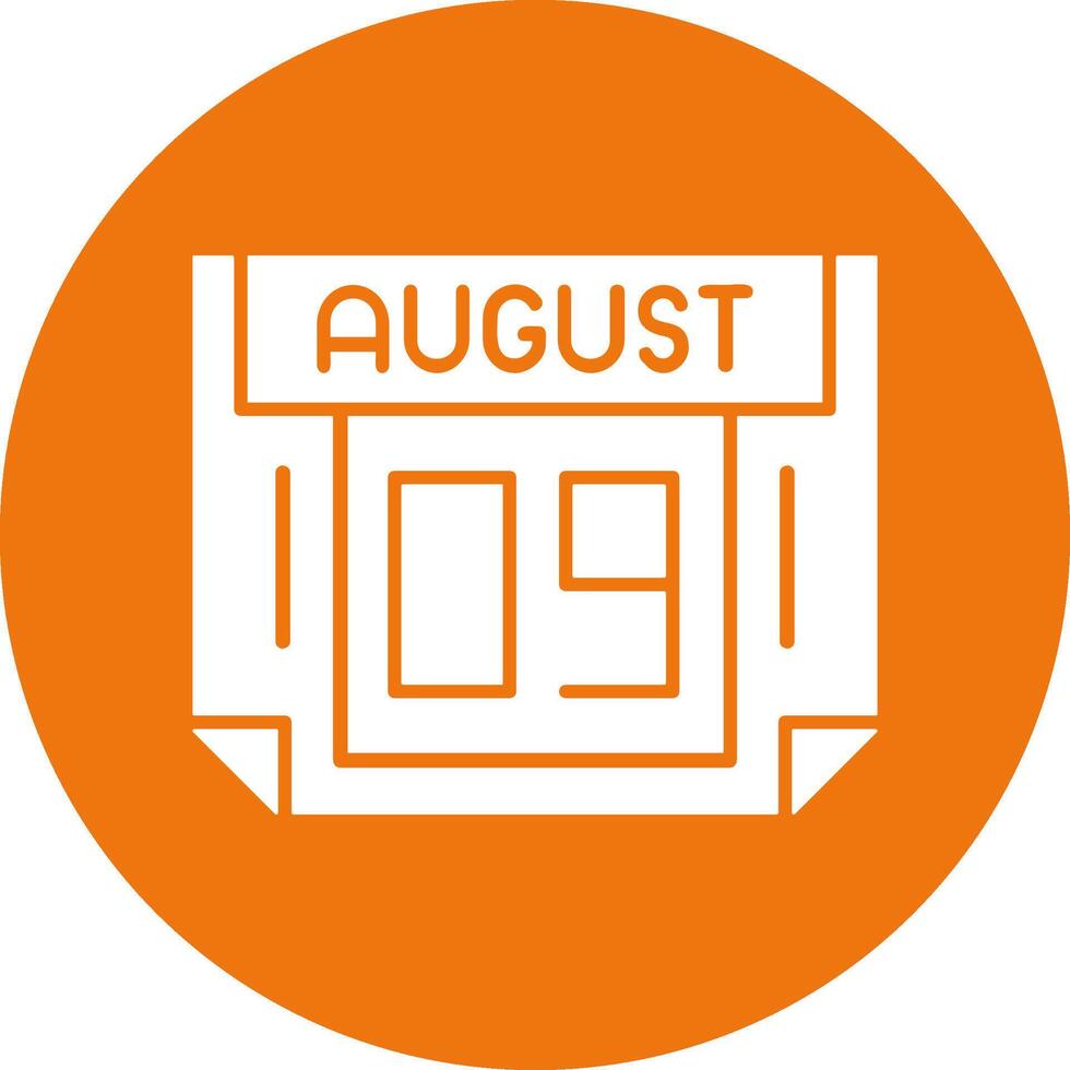 9 August Solid Circle Style Icon vector