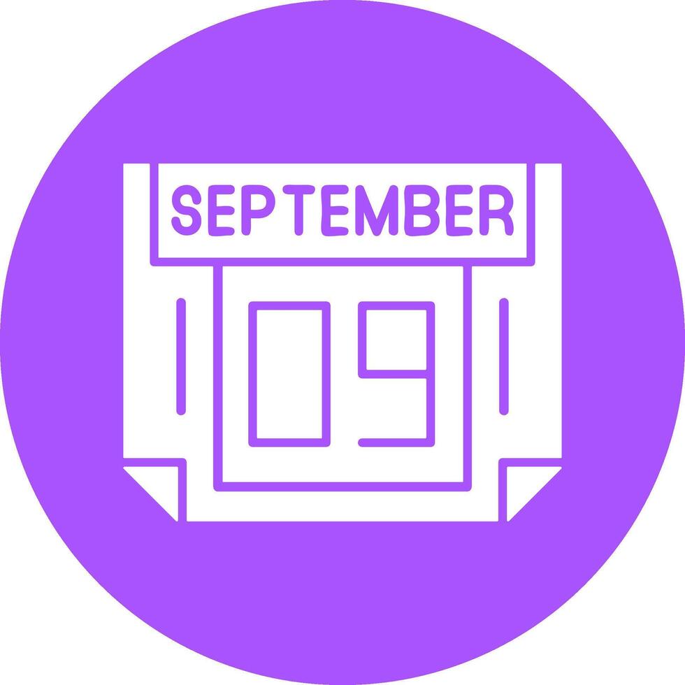 9 September Solid Circle Style Icon vector