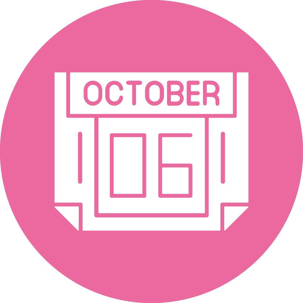 6 October Solid Circle Style Icon vector