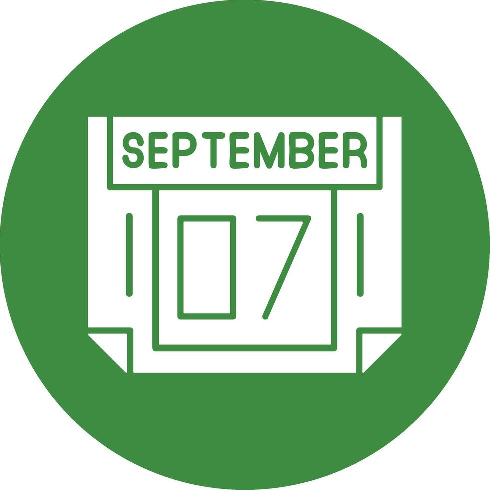 7 September Solid Circle Style Icon vector
