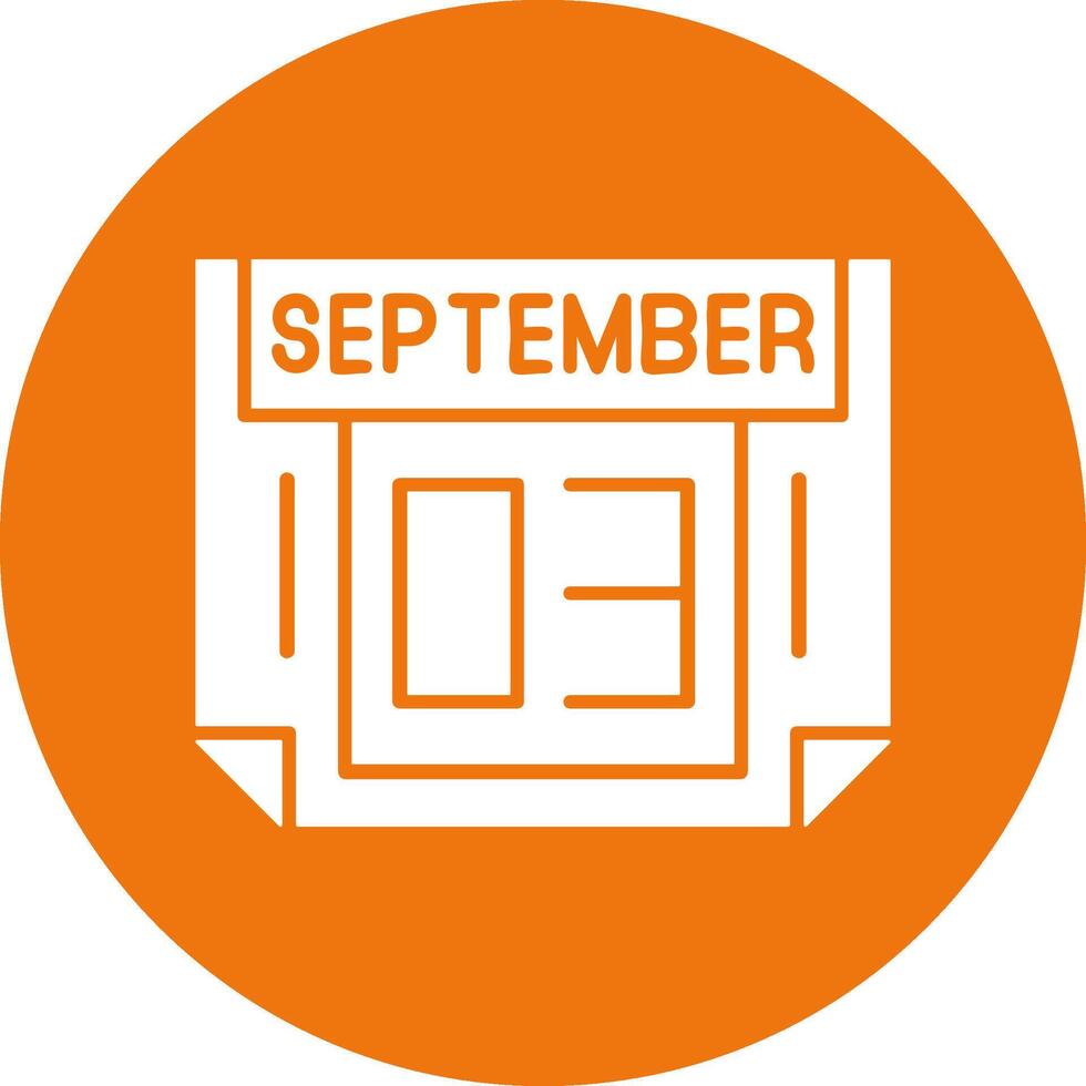 3 September Solid Circle Style Icon vector
