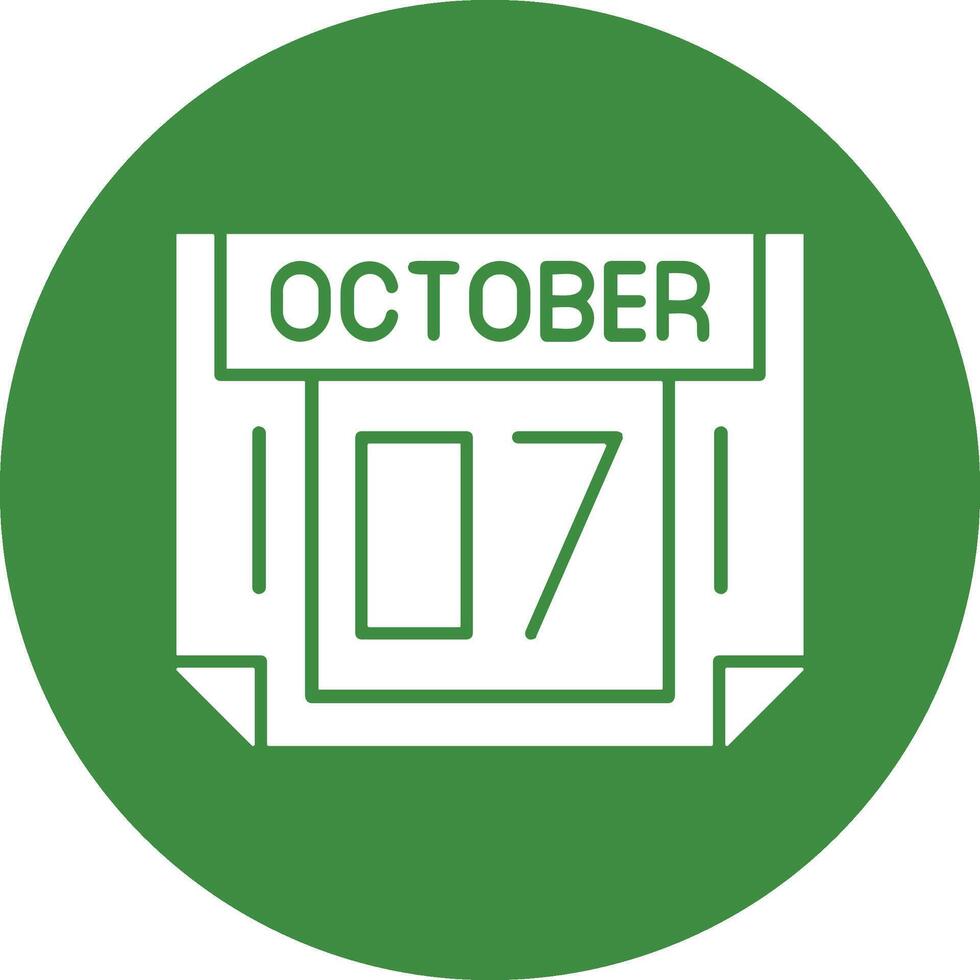 7 October Solid Circle Style Icon vector