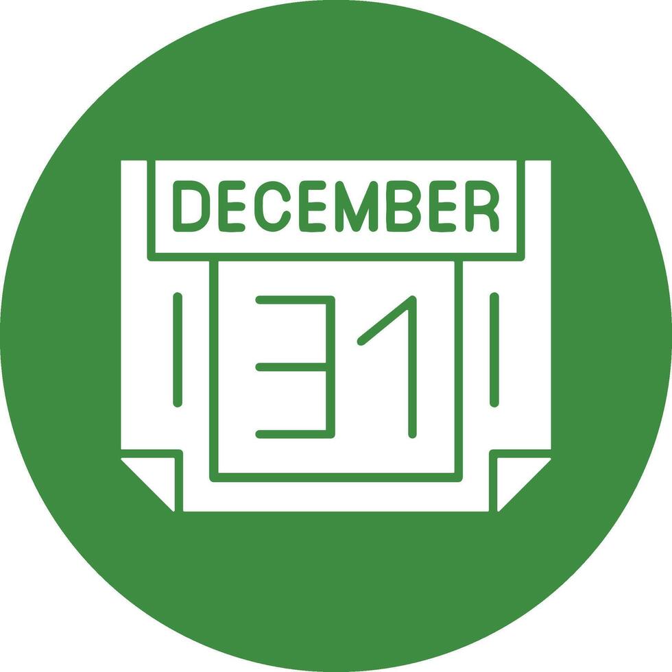 31 December Solid Circle Style Icon vector