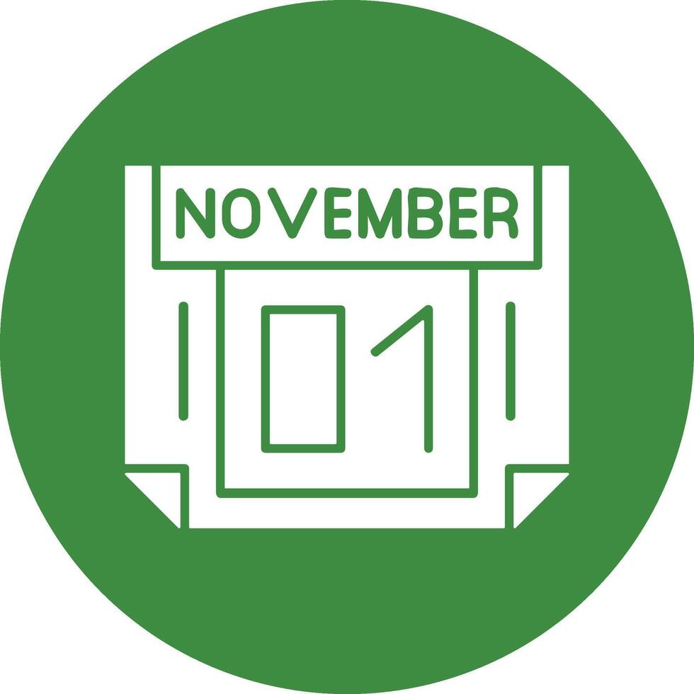 1 November Solid Circle Style Icon vector