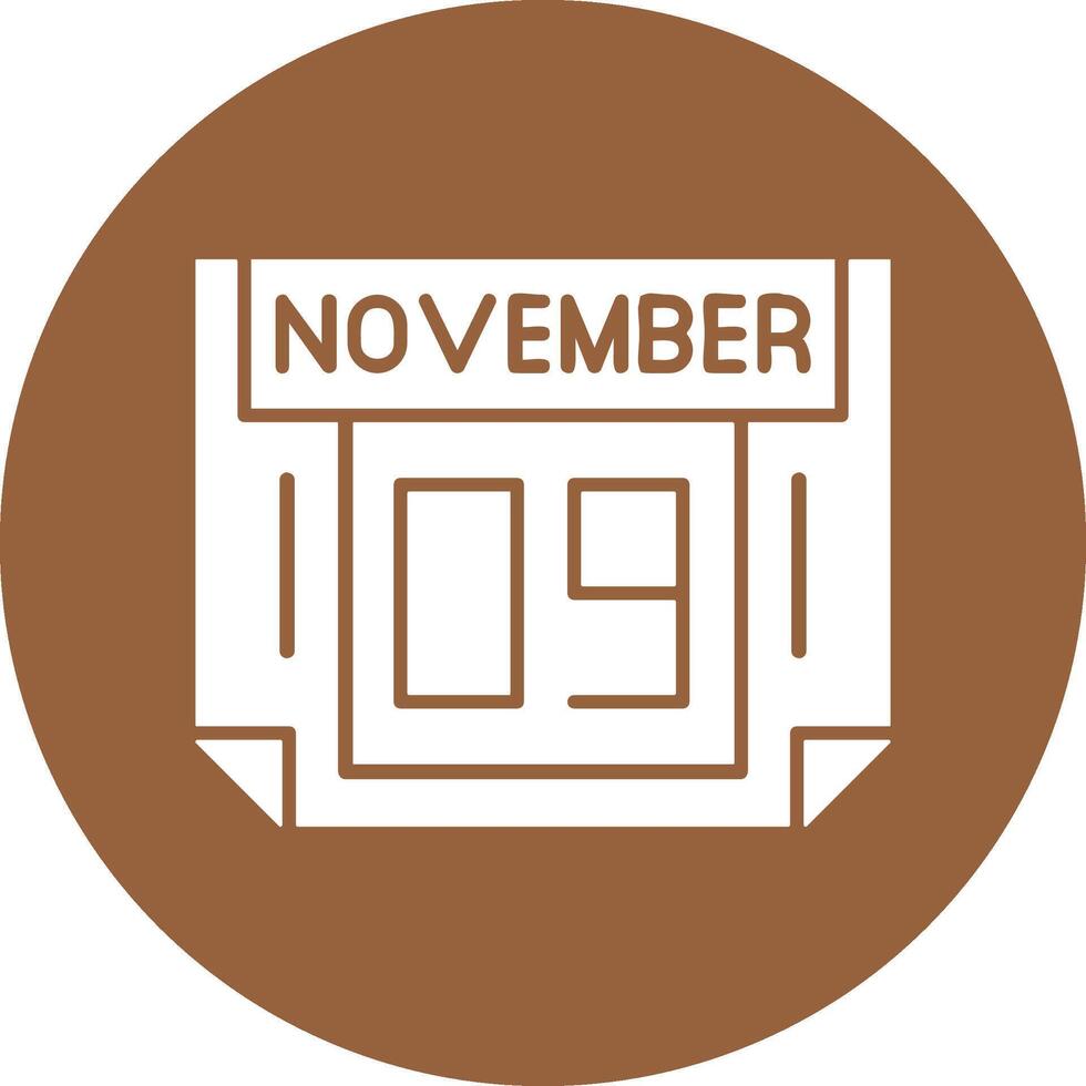 9 November Solid Circle Style Icon vector