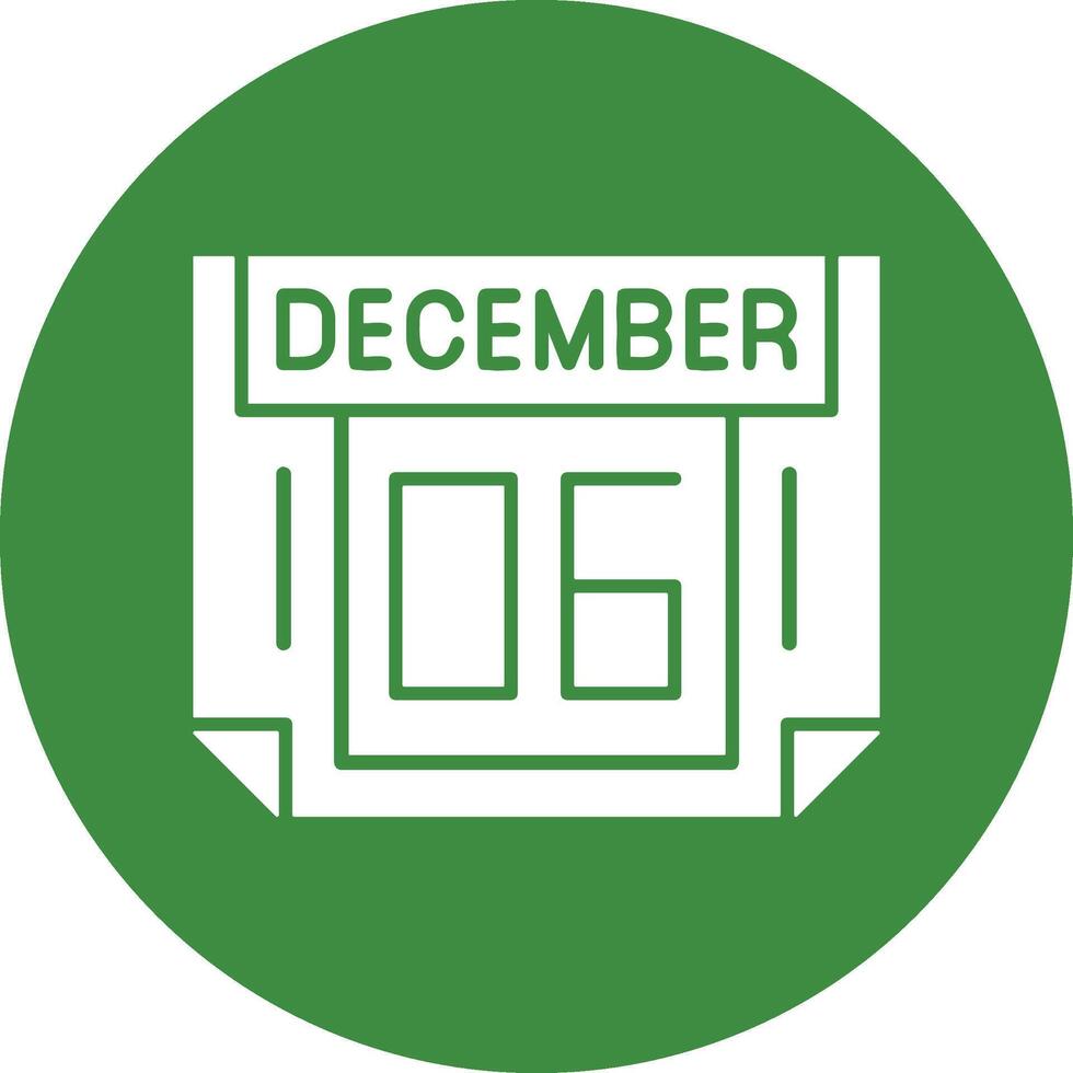 6 December Solid Circle Style Icon vector