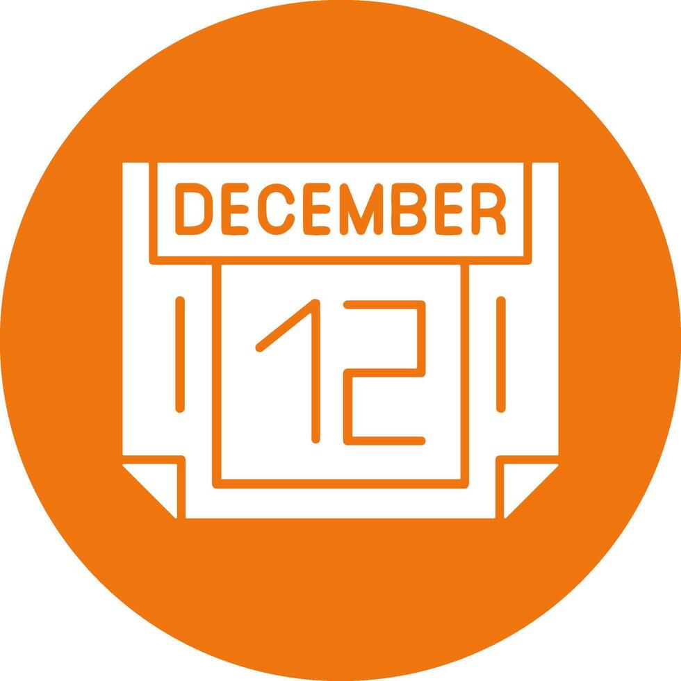 12 December Solid Circle Style Icon vector