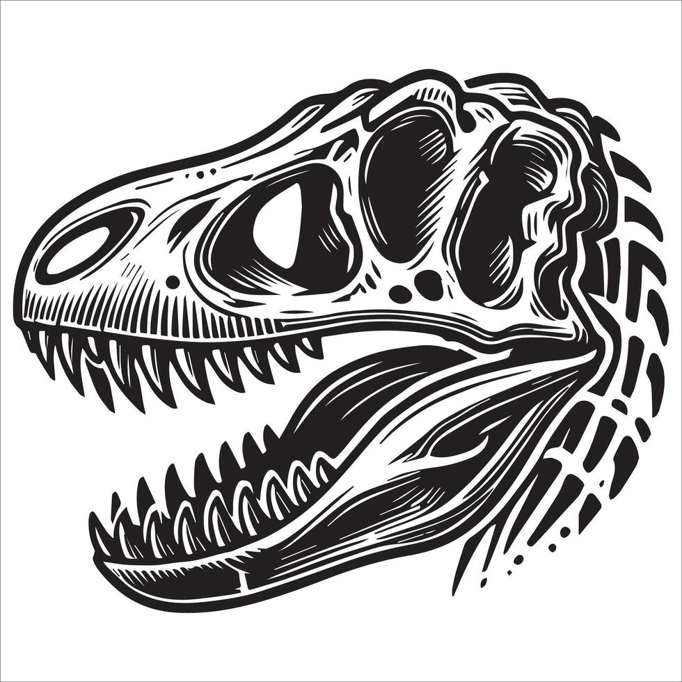 Bold Dinosaur Skull Outline Illustration vector