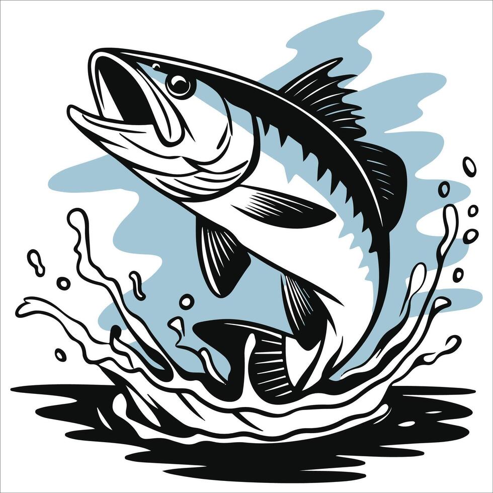 Fish Jumping Out of Water . vector