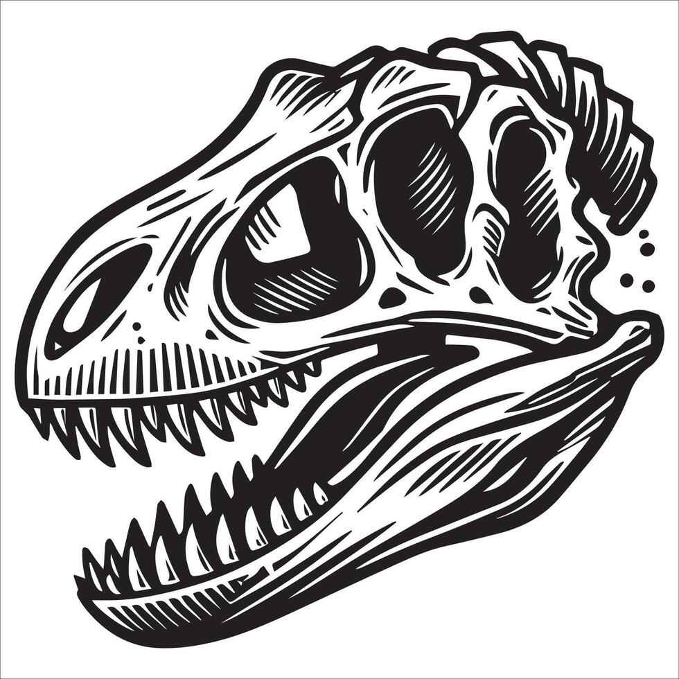 Dinosaur Skull with Strong Outline vector