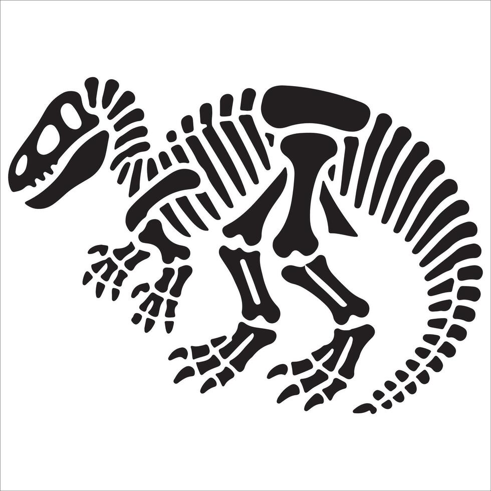 Bold Dinosaur Fossil Skeleton Illustration vector