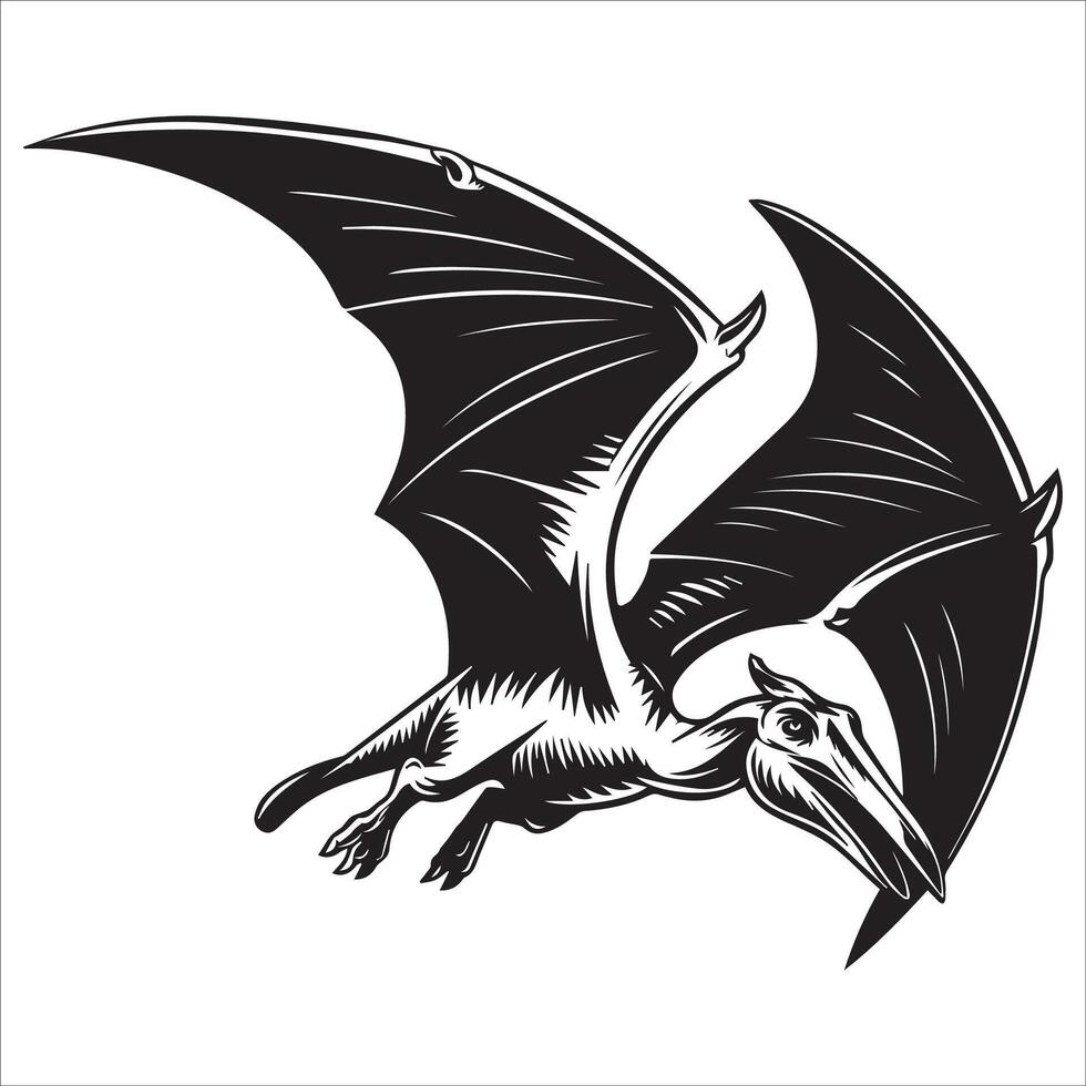 Flying Dinosaur with Wide Wing Outline vector