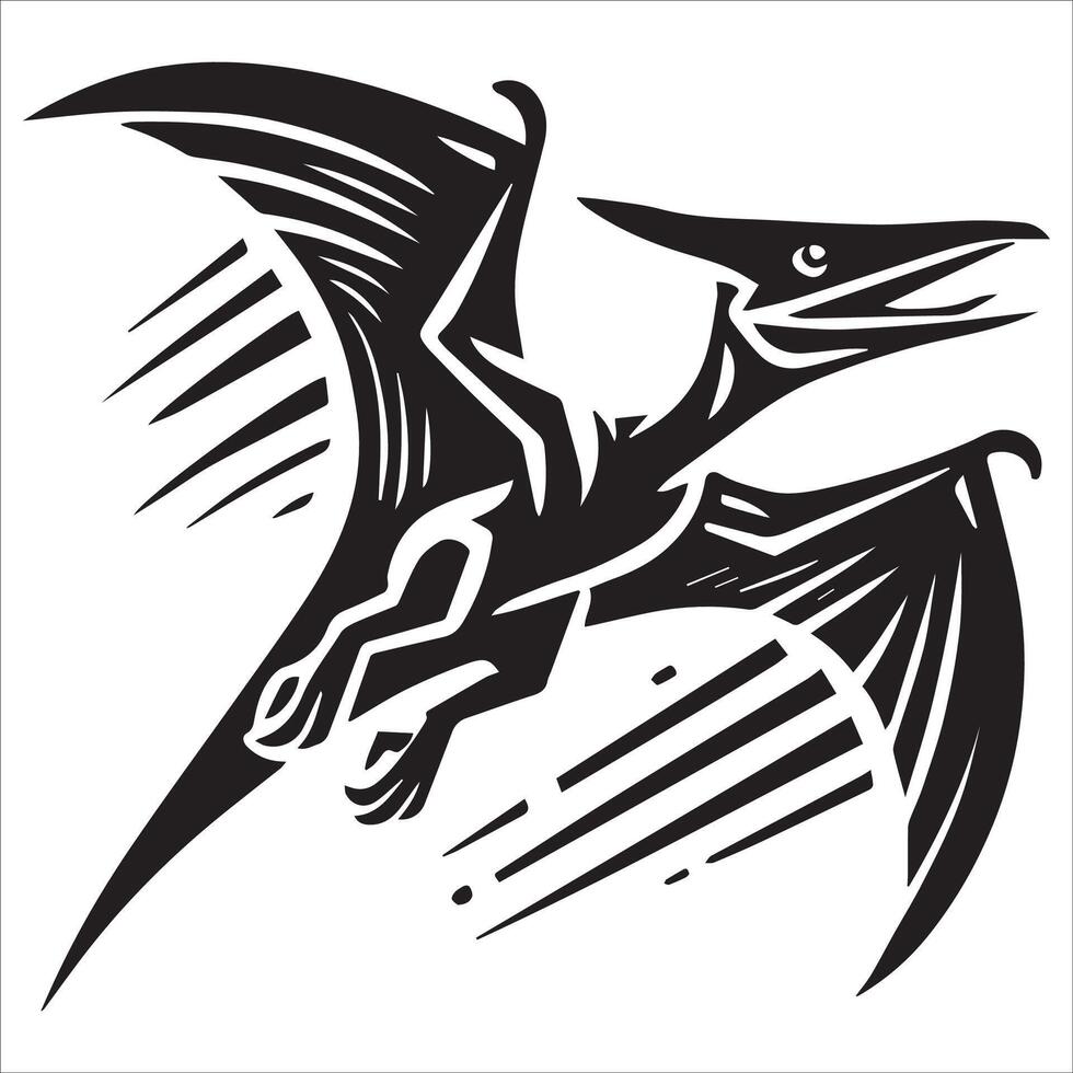 Pterodactyl Silhouette with Expansive Wingspan vector