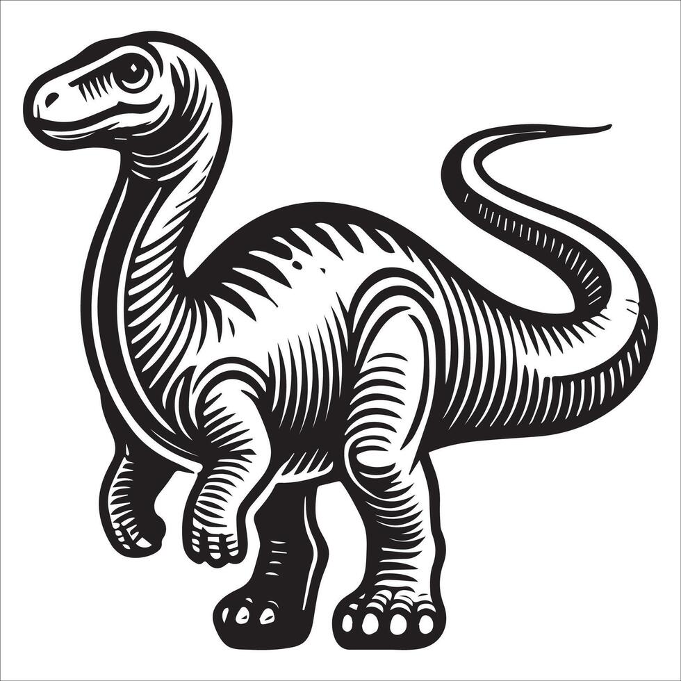 Brontosaurus Profile in Simple Line Art vector