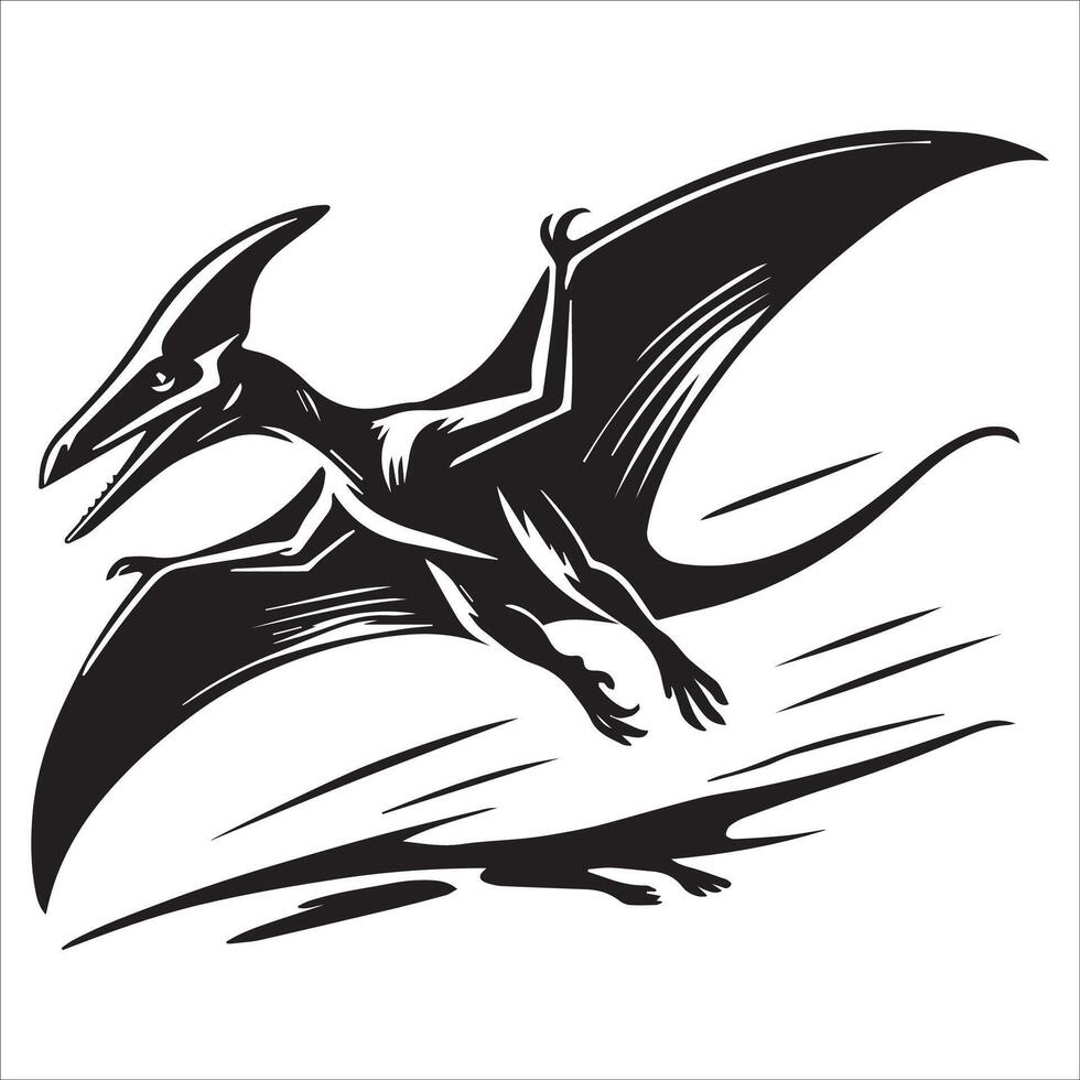Pterodactyl in Flight with Wide Wings vector