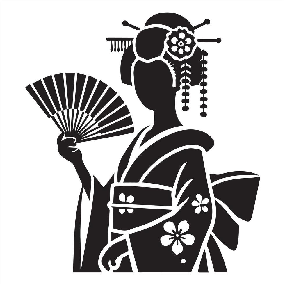 a woman with a fan on her head vector