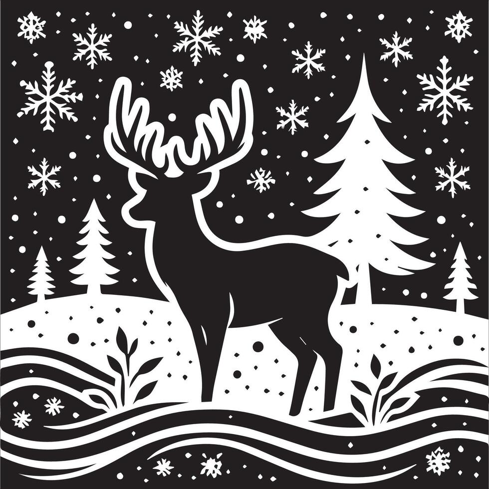 Peaceful Deer Drinking Water Illustration vector