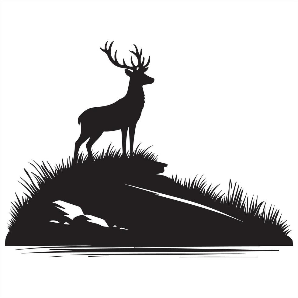 Peaceful Deer Standing Tall on a Hill vector