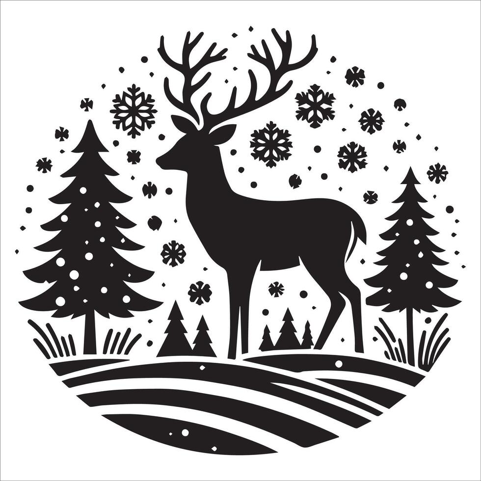 Serene Deer Water Scene Art vector